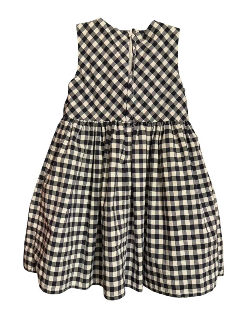 Edgehill Collection Gingham Peter Pan Collar Dress in Black & White Size 2T